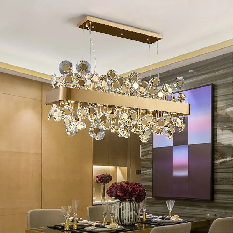 Chandeliers with Colored Glass for a Splash of ColorChandeliers with Colored Glass for a Splash of ColorModern Chandelier Crystal Diamond Glass With Golden Medal