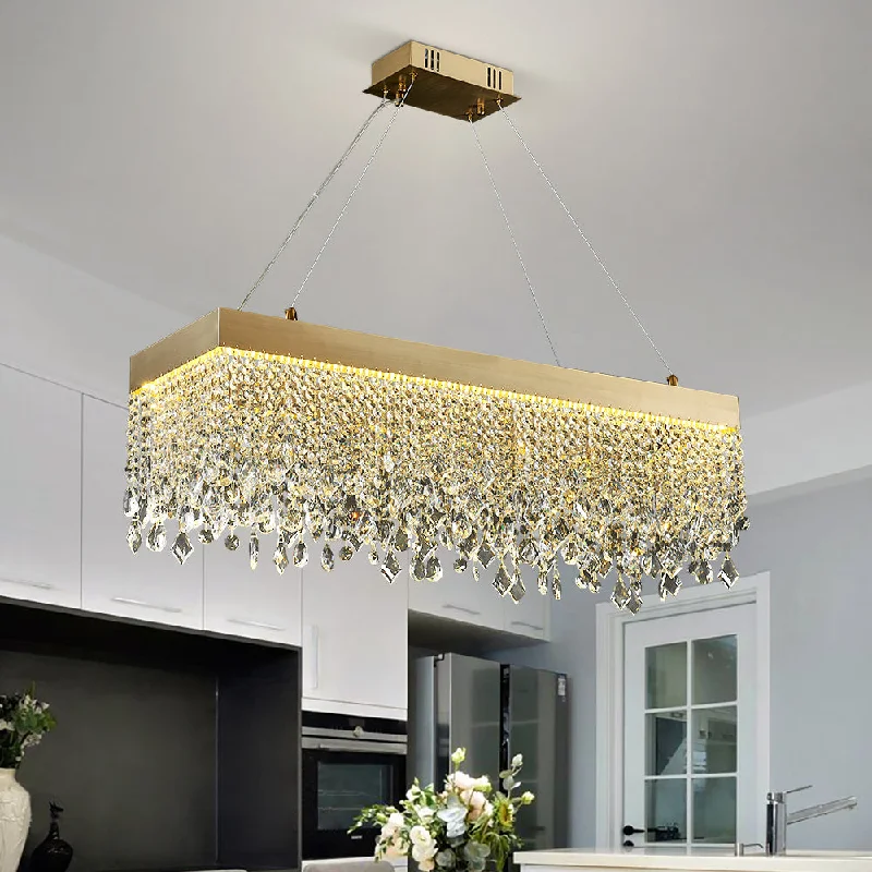 Chandeliers for Low Ceilings to Avoid OvercrowdingChandeliers for Low Ceilings to Avoid OvercrowdingModern Chandelier Matte Gold Rectangle Frame Crystal Pendants