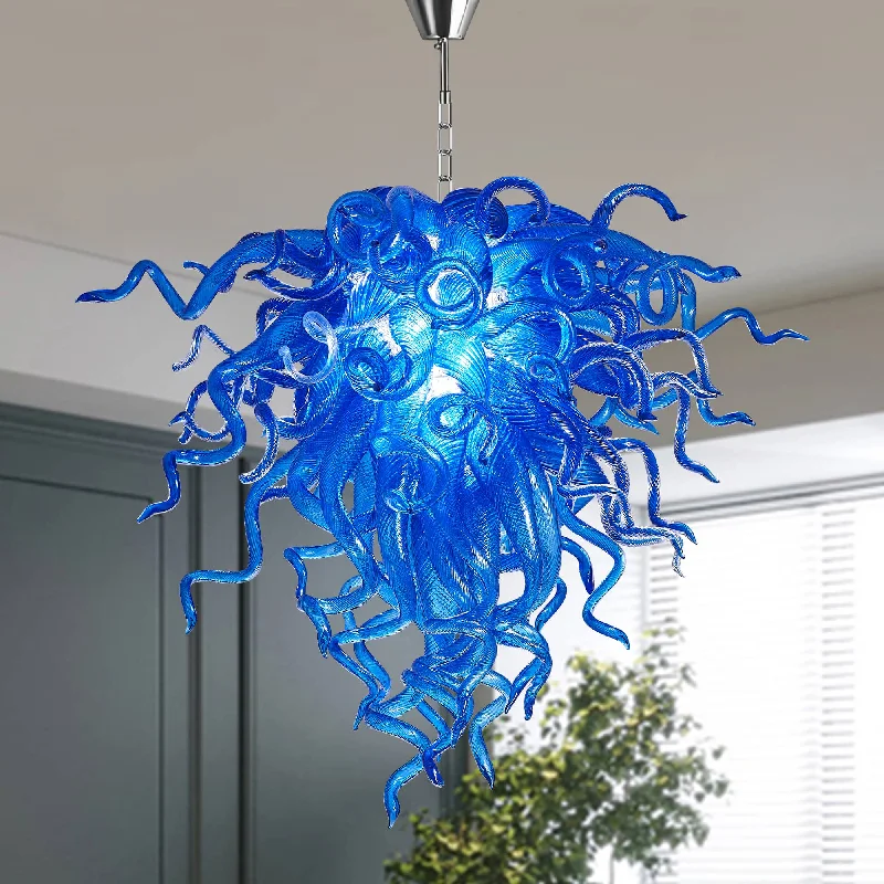 Chandeliers with Metal Frames in Bronze FinishChandeliers with Metal Frames in Bronze FinishChihuly Style Murano Glass Chandelier Blue Color