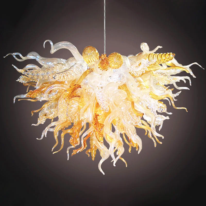 Mid - Century Modern Chandeliers for Vintage AppealMid - Century Modern Chandeliers for Vintage AppealBlown Murano Glass Chandelier Chihuly Style Amber and Clear