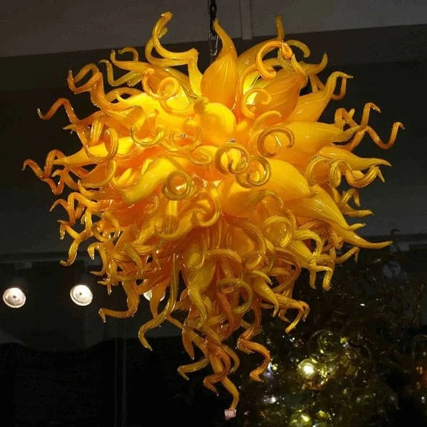 Chandeliers with Metal Frames in Silver FinishChandeliers with Metal Frames in Silver FinishChihuly Style Murano Blown Glass Chandelier Yellow