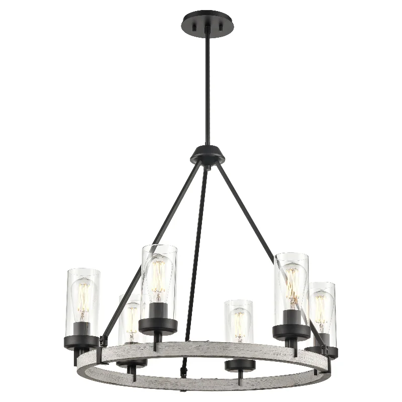 Chandeliers with Clear Crystal for a Sparkling EffectChandeliers with Clear Crystal for a Sparkling EffectOkanagan Chandelier in Graphite and Birchwood