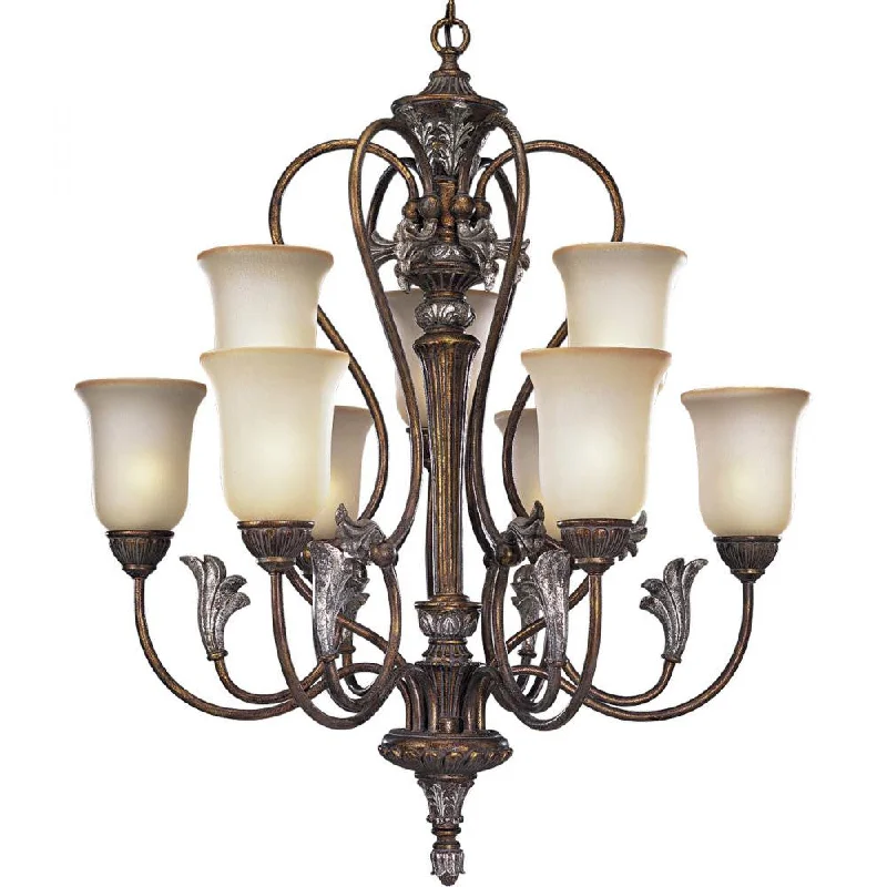 Chandeliers with Metal Frames in Copper FinishChandeliers with Metal Frames in Copper FinishP4087-55 - Tuscany Crackle 9 Lt. Carmel Chandelier