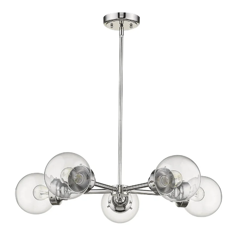 Chandeliers with Clear Crystal for a Sparkling EffectChandeliers with Clear Crystal for a Sparkling EffectPortsmith 5-Light Polished Nickel Chandelier By Homeroots