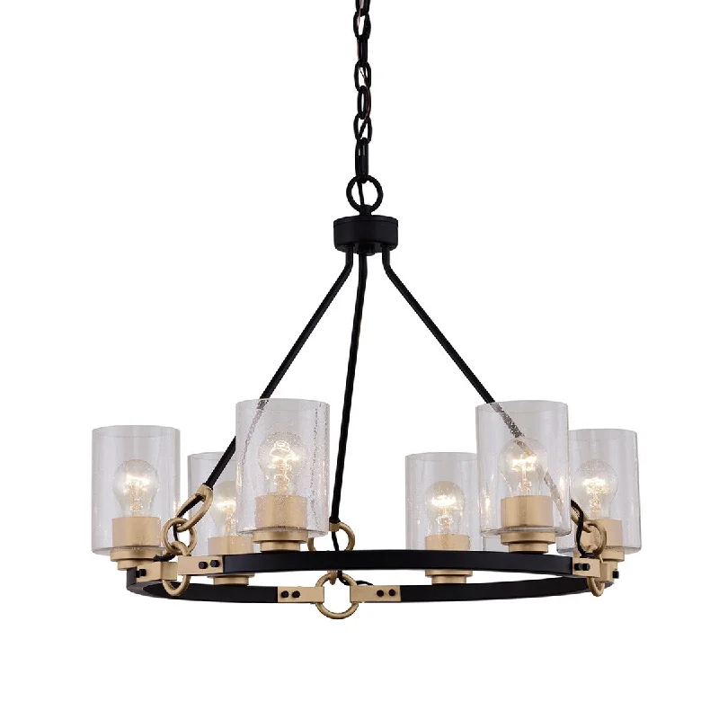 Large Chandeliers for Grand Halls and FoyersLarge Chandeliers for Grand Halls and FoyersRichmond 6-Light Chandelier with Brass Accents and Seeded Glass Shade
