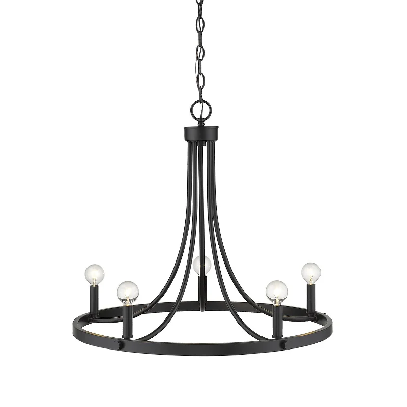 Chandeliers with Metal Frames in Black FinishChandeliers with Metal Frames in Black FinishSawyer 5-Light Matte Black Chandelier By Homeroots