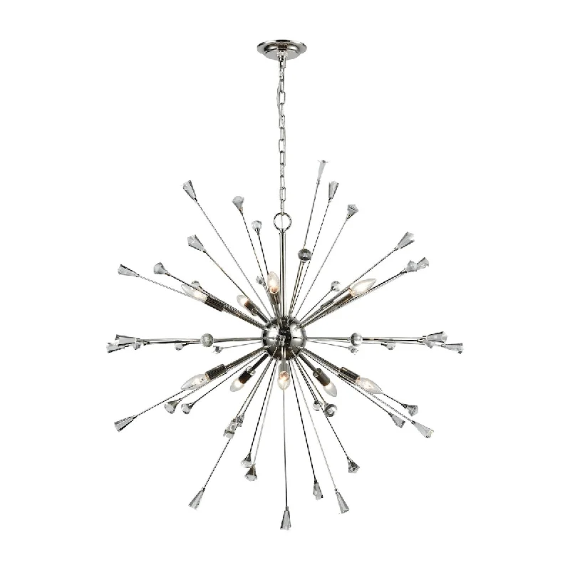 Chandeliers for Low Ceilings to Avoid OvercrowdingChandeliers for Low Ceilings to Avoid OvercrowdingSprigny 10-Light Chandelier in Polished Nickel with Clear Crystal ELK Lighting