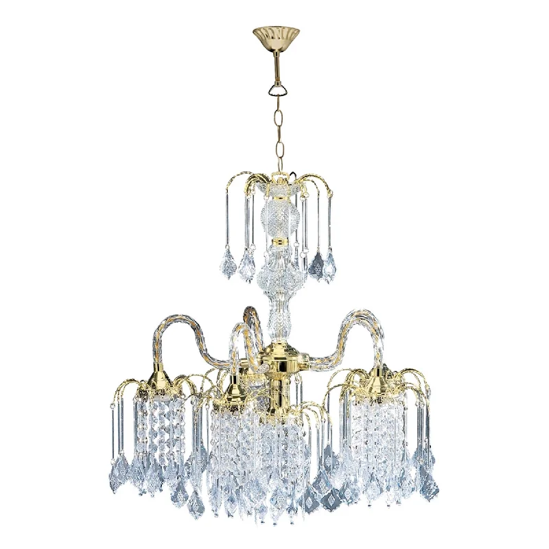 Chandeliers with Metal Frames in Black FinishChandeliers with Metal Frames in Black FinishTwo Tier Crystal and Gold Hanging Chandelier Light By Homeroots