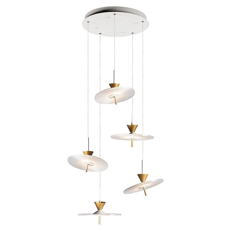 Art Deco Ceiling Lights with Geometric Patterns and Metallic FinishesArt Deco Ceiling Lights with Geometric Patterns and Metallic FinishesET2 E24745 Circuit 5-lt LED Pendant