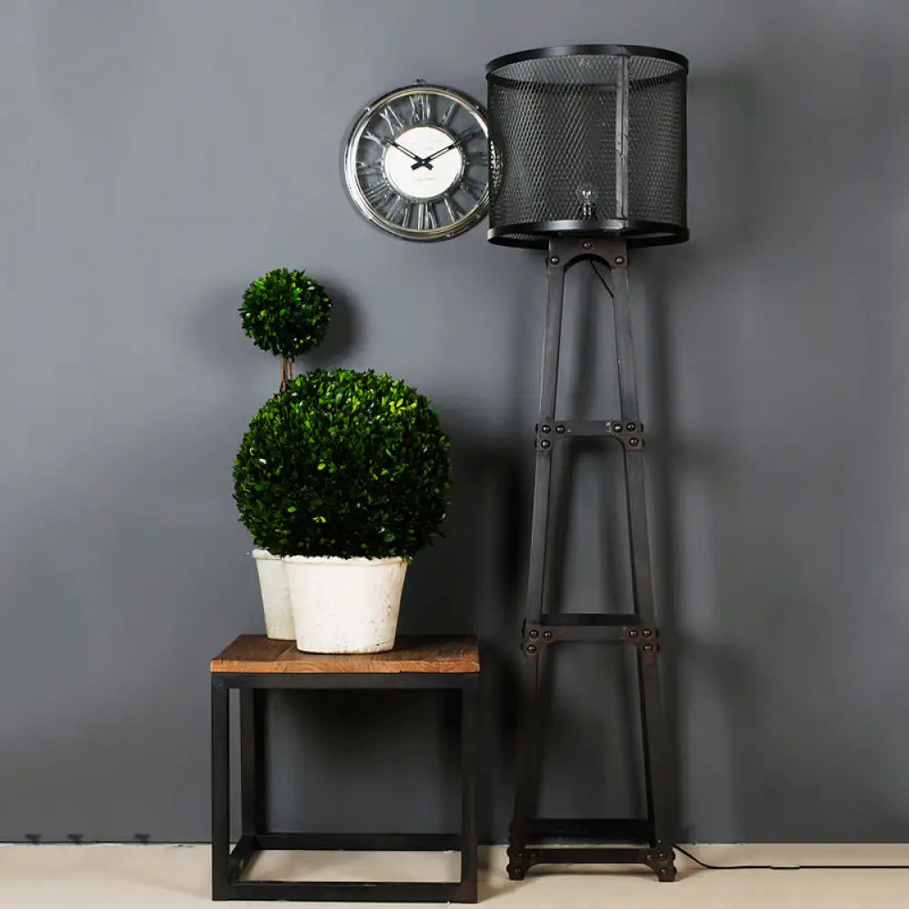industrial style table lamps with exposed bulbs for loft apartmentsindustrial style table lamps with exposed bulbs for loft apartmentsIndustrial Black Metal Standing Floor Light with Mesh Screen and Drum Shade
