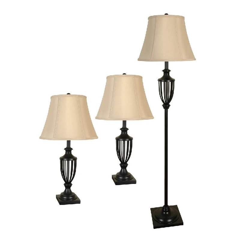 industrial style table lamps with exposed bulbs for loft apartmentsindustrial style table lamps with exposed bulbs for loft apartments3 Piece Cage Detail Plastic Floor and Table Lamps Set
