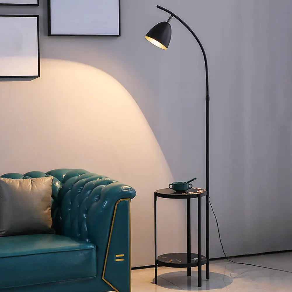 fabric table lamps with a linen shade for a relaxed and breathable lookfabric table lamps with a linen shade for a relaxed and breathable lookMetallic Single-Bulb Nordic Style Bedside Floor Lamp with 2-Tier Marble Shelf