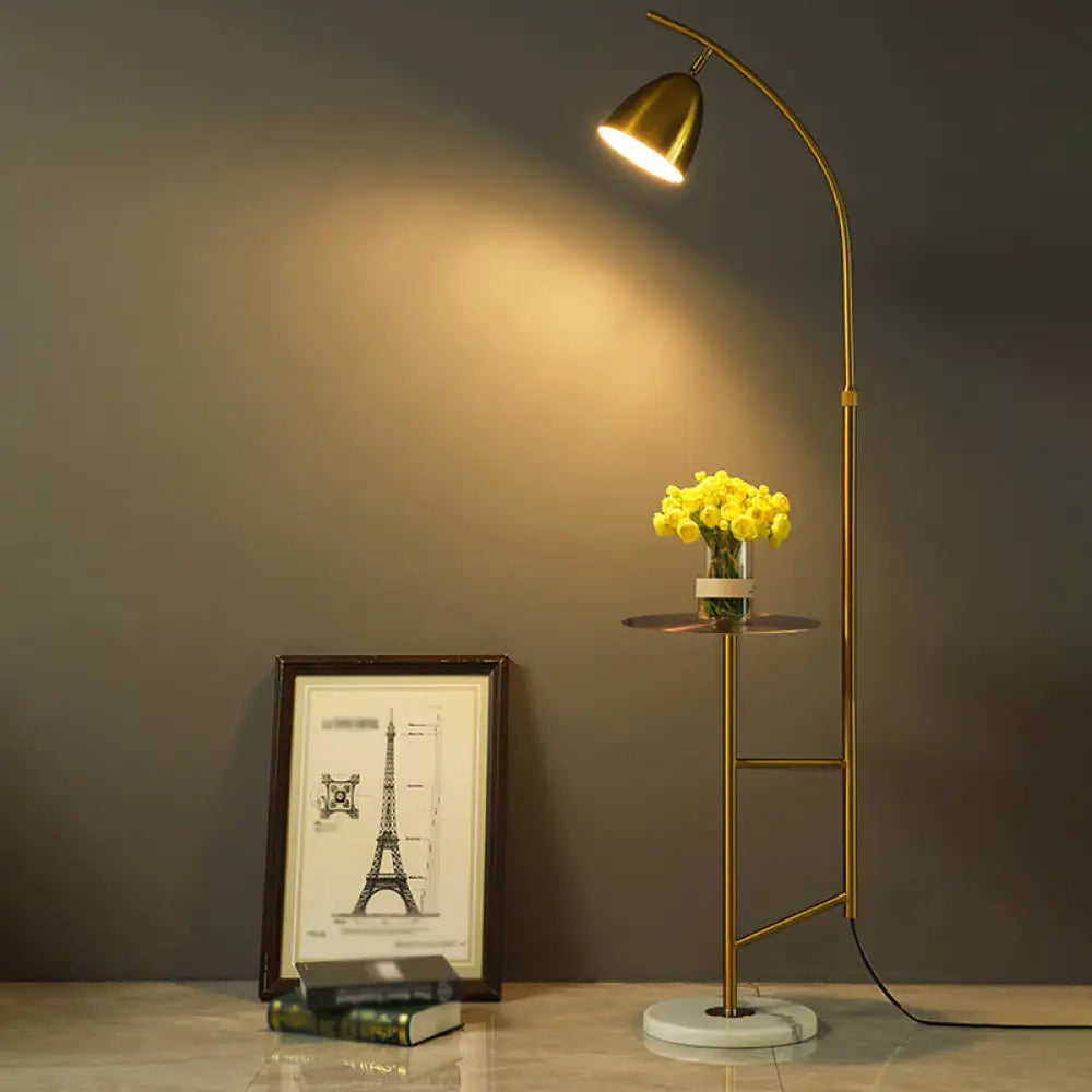 metal table lamps with a matte black finish for a sleek appearancemetal table lamps with a matte black finish for a sleek appearanceSleek Metal Floor Lamp with Tray and Marble Base - Bell Standing Light for Living Room