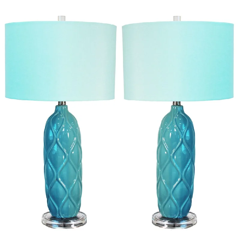 coastal style table lamps with nautical elements for beach housescoastal style table lamps with nautical elements for beach housesCasa Cortes Capri 3-Way Switch 26-inch Ceramic Table Lamp (Set of 2)