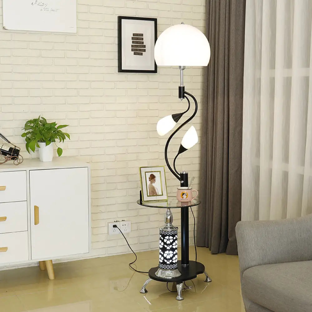 asian inspired table lamps with bamboo accents for a zen atmosphereasian inspired table lamps with bamboo accents for a zen atmosphereRural Style Dome Design Standing Light with Faceted Glass & 3 Lights - Black Floor Light for Living Room