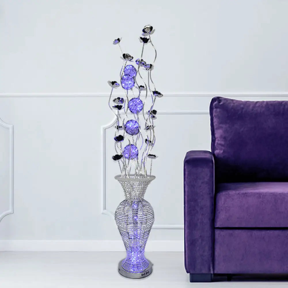 rustic farmhouse table lamps for cozy kitchensrustic farmhouse table lamps for cozy kitchensModern LED Floor Lamp with Aluminum Blossom Design, Black-Silver Finish and Purple Orb - Art Decor Lighting