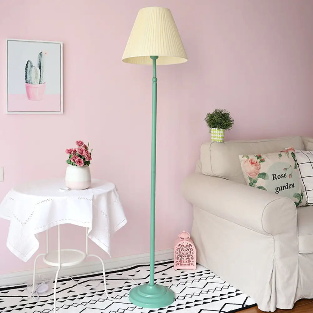 rustic farmhouse table lamps for cozy kitchensrustic farmhouse table lamps for cozy kitchensMacaron 1-Light Straight Rod Iron Floor Lamp in Pink/Green with Pleated Pink/Yellow Shade