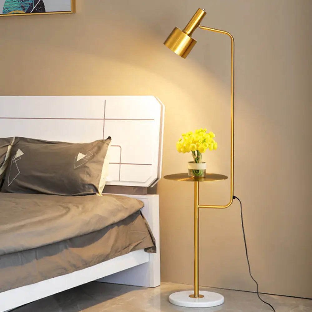 leather table lamps with a distressed texture for a rugged charmleather table lamps with a distressed texture for a rugged charmModern Metallic Floor Lamp with Tray and Marble Base - Sleek Bedside Lighting