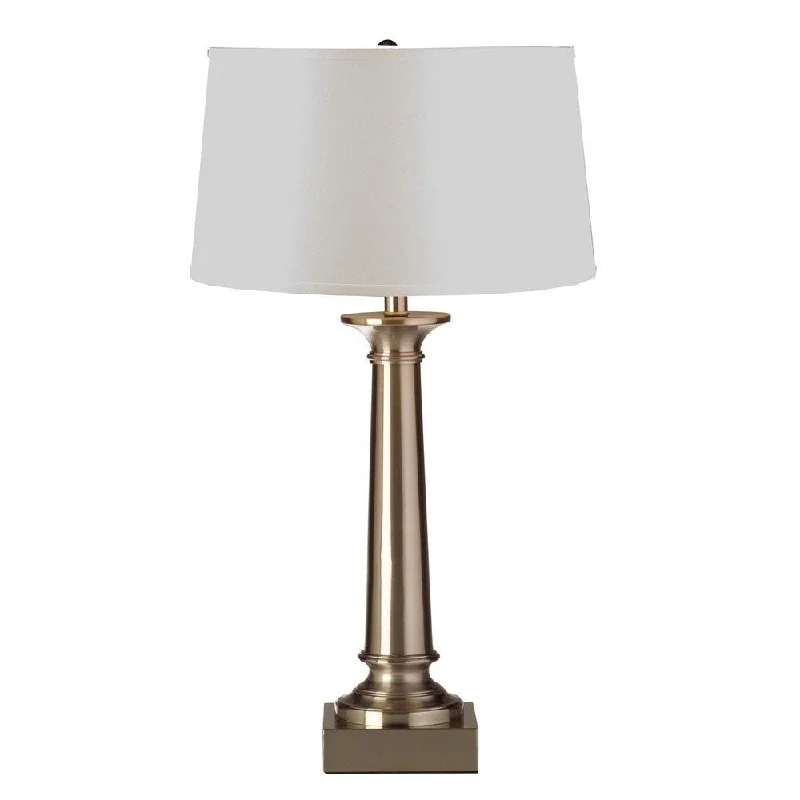 bohemian table lamps with colorful patterns for eclectic bedroomsbohemian table lamps with colorful patterns for eclectic bedroomsMr. Lamp and Shade #QT-1602 32-inch Satin Nickel Tapered Column Metal Table Lamp