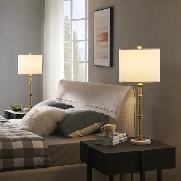 fabric table lamps with a linen shade for a relaxed and breathable lookfabric table lamps with a linen shade for a relaxed and breathable lookROSEN GARDEN Table Lamps with Marble Base, Set of 2, Bulb Not Included
