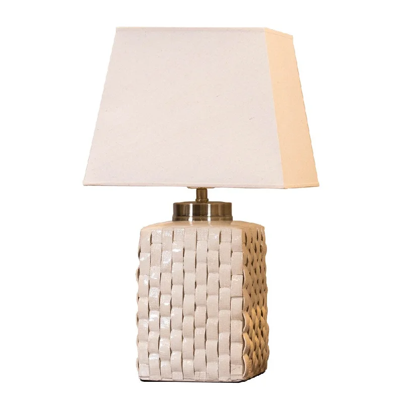 art deco table lamps with geometric shapes for a retro touchart deco table lamps with geometric shapes for a retro touchSomette Cream Porcelain Woven Table Lamp