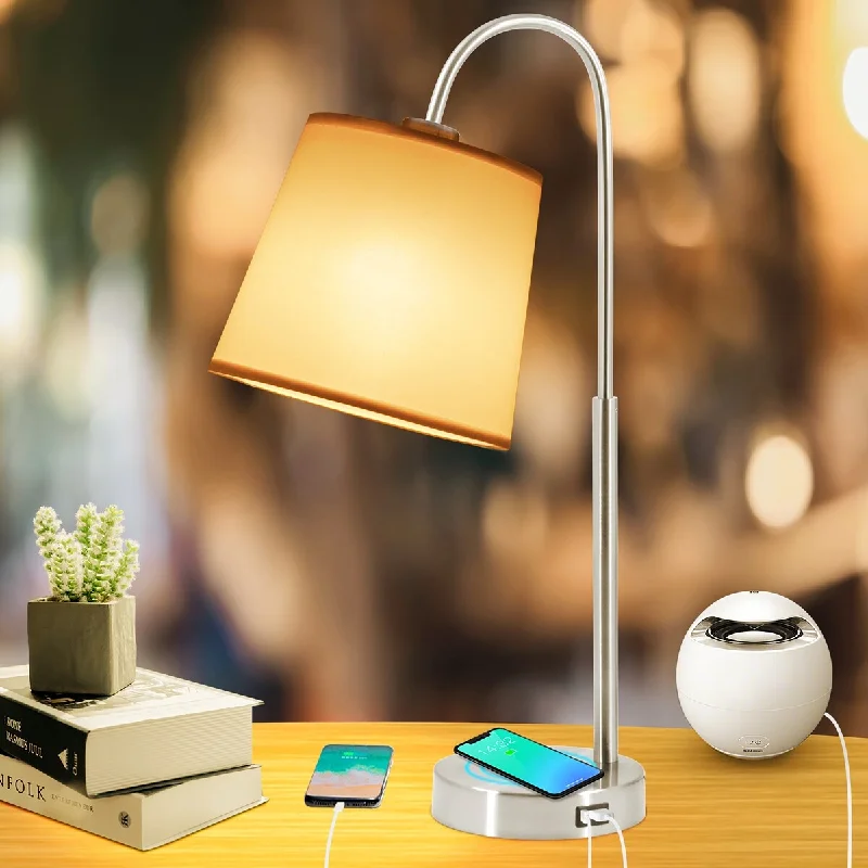 mid century modern table lamps with iconic designs for a stylish studymid century modern table lamps with iconic designs for a stylish studyWireless Filled Table Lamp (Sand Nickel color) - 6*6*7